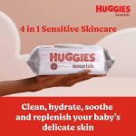 Scented Baby Wipes, Huggies Nourish Baby Diaper Wipes, 10 Push Button Packs (560 Wipes Total) - Image 2